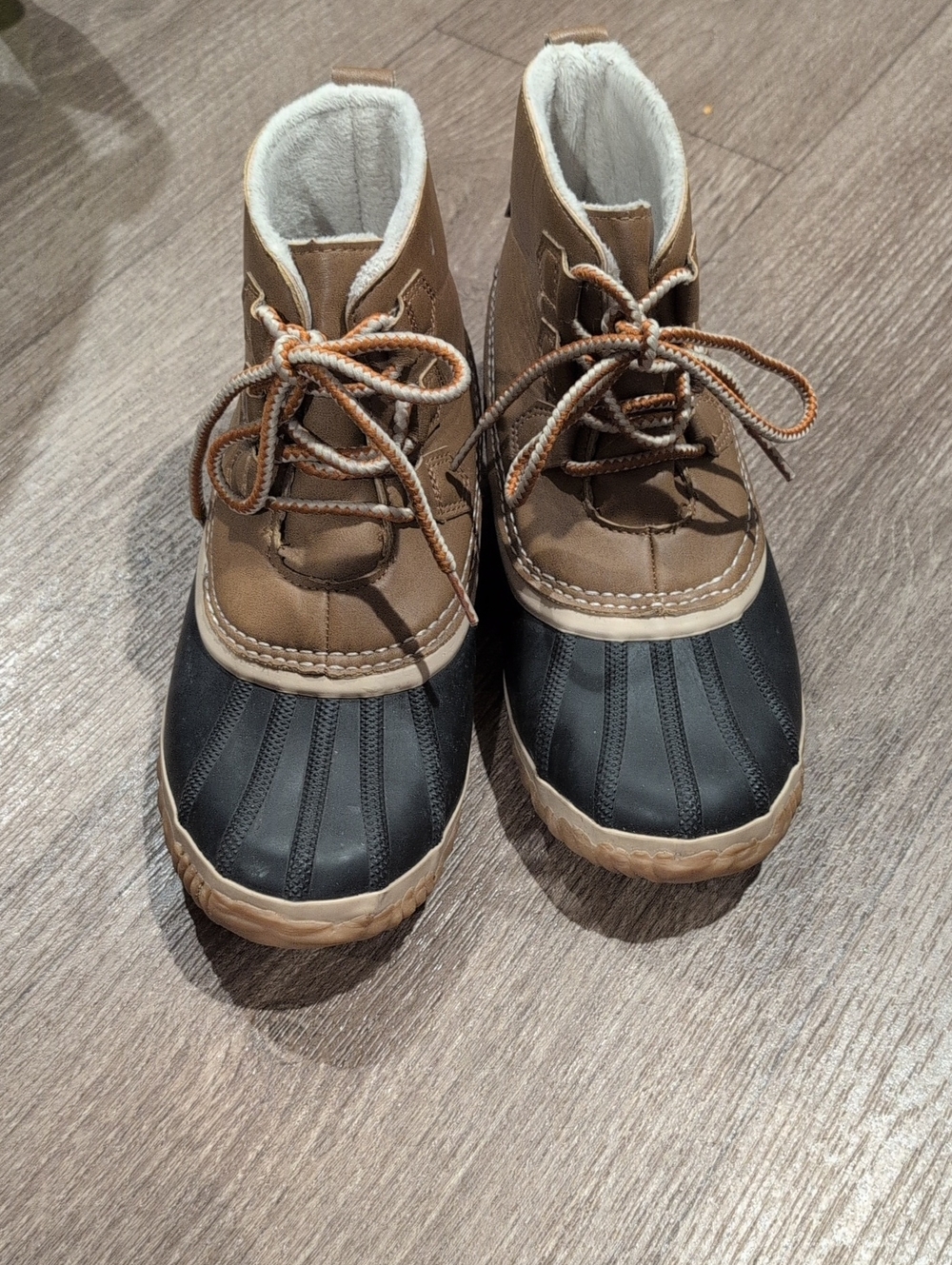 JBU Brown and Navy Blue Lace-Up Waterproof Winter Boots